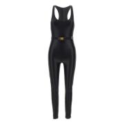 Elisabetta Franchi Svart Glänsande Lycra Jumpsuit Halter Neck Black, D...