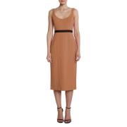 Pinko Brun Ärmlös Crepe Klänning Brown, Dam