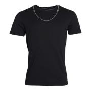 Dolce & Gabbana Svart Bomull Silverkedja T-shirt Black, Dam