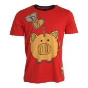 Dolce & Gabbana Röd Bomull Gris År T-shirt Red, Herr