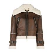 Elisabetta Franchi Leather Jackets Brown, Dam