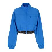 Tommy Hilfiger Blå Crop Windbreaker Jacka med Taping Blue, Dam