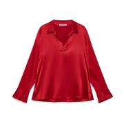 Maliparmi Elegant Silk Satin Shirt Red, Dam