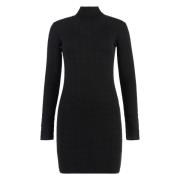 Elisabetta Franchi Ribbstickad Viskosklänning med Cut-Out Black, Dam