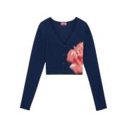 Kenzo Kort Cardigan Rose Bomullstyg Blue, Dam