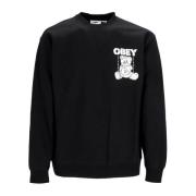 Obey Premium Crew Fleece Sweatshirt Svart Black, Herr