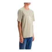 Brunello Cucinelli Kontrasttryck Bomull Jersey T-shirt Beige, Herr