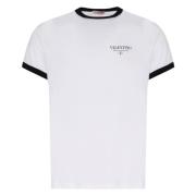 Valentino Garavani Kontrast Kant Logo T-shirt Vit Svart White, Herr