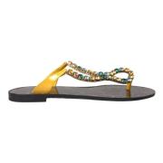 Dolce & Gabbana Multifärgad Kristall Sandaler Flip Flops Multicolor, D...