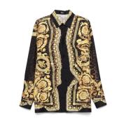 Versace Gyllene Barocco Print Sidenskjorta Multicolor, Herr