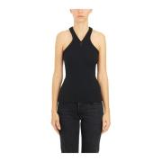 Courrèges Retro Tank Top 90s Stil Black, Dam