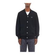 Comme des Garçons Play V-Hals Logo Cardigan Sweater Black, Herr