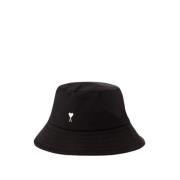 Ami Paris Svart Syntetisk Bucket Hat Acetat Black, Unisex