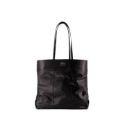 Ami Paris Svart Läder Shopper Väska Black, Unisex