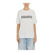 Dsquared2 Bomull Logo T-shirt White, Dam