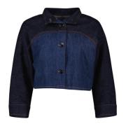 Fendi Kort Jeansjacka Tvåfärgat Design Blue, Dam