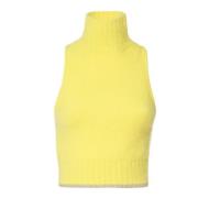 Pinko Gul High Neck Crop Top Yellow, Dam