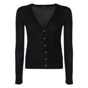 Pinko Svart V-ringad Cardigan Tröja Black, Dam