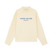 Stone Island Oversized Cotton Fleece Turtleneck Sweater Yellow, Herr