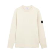 Stone Island Räfflad Crewneck Tröja Lamull Naturvit Beige, Herr