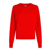 Tommy Hilfiger Flätad Crewneck Damtröja Red, Dam