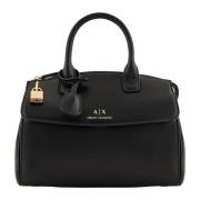 Armani Exchange Svart Toteväska med Metaldetaljer Black, Dam