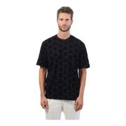 Armani Exchange Svart T-shirt med Flock Print Black, Herr