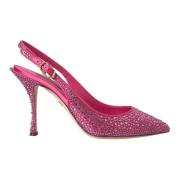 Dolce & Gabbana Rosa Kristall Slingback Klack Sandaler Pink, Dam