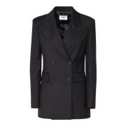 Mariuccia Milano Svart Ull Blazer Dubbelknäppt Jacka Black, Dam