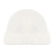 Eleventy Räfflad Beanie Mössa Grå Sand Ull White, Herr