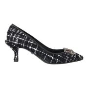 Dolce & Gabbana Svart Tweed DG Amore Klackar Pumps Black, Dam