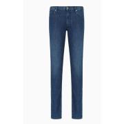 Emporio Armani Slim Fit Använd Tvättad Denim Jeans Blue, Herr