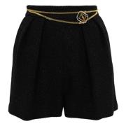 Elisabetta Franchi Svarta Tweed Shorts med Franska Fickor Black, Dam