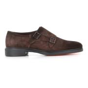 Santoni Mörkbruna platta skor Brown, Herr