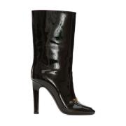 Saint Laurent Svarta Läder Ankelboots Black, Dam