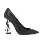 Saint Laurent Svarta Läderpumps med Nitar Black, Dam