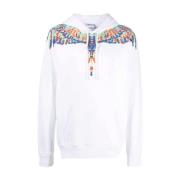 Marcelo Burlon Svart Hoodie med Grafiskt Tryck White, Herr