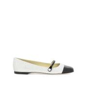 Jimmy Choo Elegant Svart Silver Ballerina Flats White, Dam