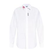 Moschino Casual Skjorta med Unika Läppstift Detaljer White, Herr