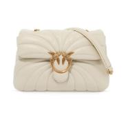 Pinko Fjäril Quiltad Läder Väska White, Dam