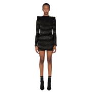 Balmain Randig Miniklänning Black, Dam