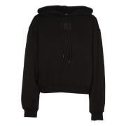 Alexander Wang Svart Terry Hoodie med Puff Paint Black, Dam