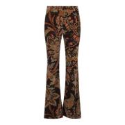 Etro Blommig Paisley Print Flared Byxor Brown, Dam