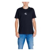 Calvin Klein Jeans Svart Rund Hals T-shirt för Män Black, Herr