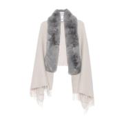 Blugirl Grå Faux-Fur Trim Scarf Gray, Dam