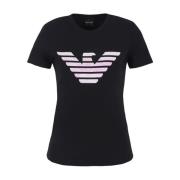 Emporio Armani Svart Logotryck T-shirts och Polos Black, Dam