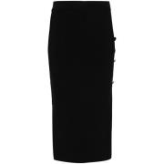 Versace Jeans Couture Svart Stickad Midi Kjol med Knappdetalj Black, D...