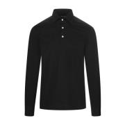 Kiton Svart Bomullspolo Skjorta Black, Herr