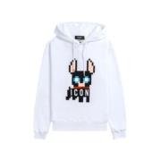 Dsquared2 Svart Bomullshoodie med Ikontryck White, Herr