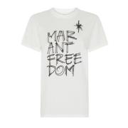 Isabel Marant Tryckt bomullst-shirt i vitt White, Dam